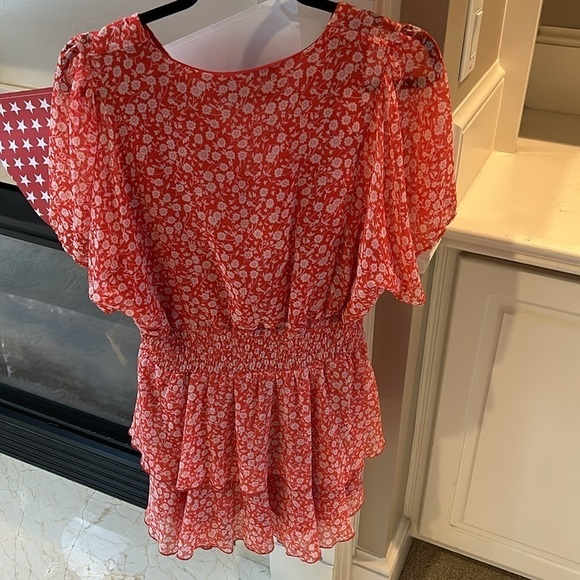 Zara Floral Flounced Hem Mini Dress Size Medium - Picture 12 of 14